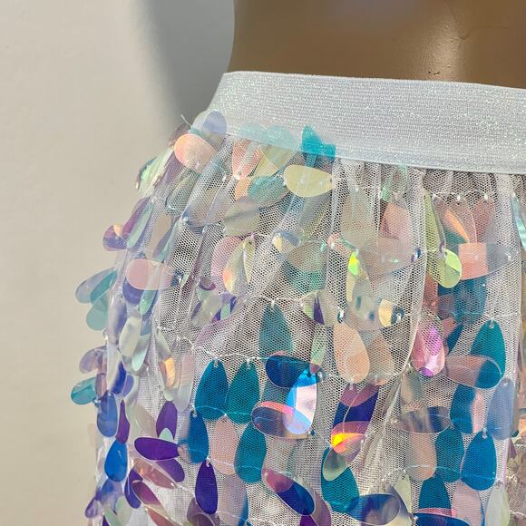 Unicorn tears iridescent multicolor mermaid sequin skirt small SK 2871 - Picture 6 of 11